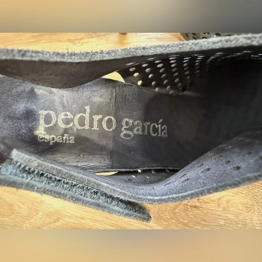 Pedro Garcia Spain Perforated Suede Platform Slingback Heels Size 40